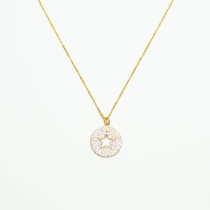 Round Star Pave' 18K Necklace