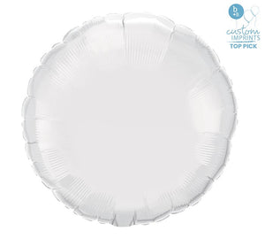 18" Round Solid White Foil Balloon