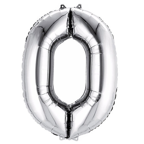 34" Jumbo Number 0 Silver Foil Balloon