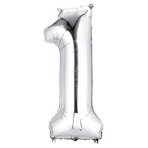 34" Number 1 Silver Foil Balloon