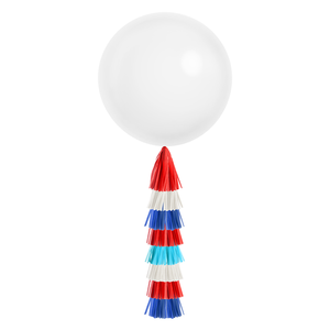 Jumbo Balloon & Tassel Tail - RED WHITE BLUE
