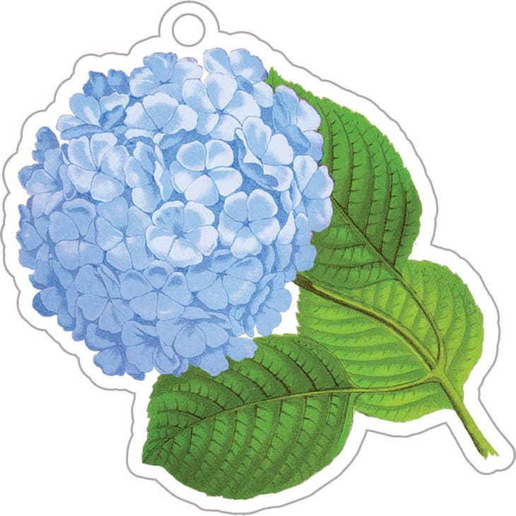 Etiquetas de regalo troqueladas de hortensia azul