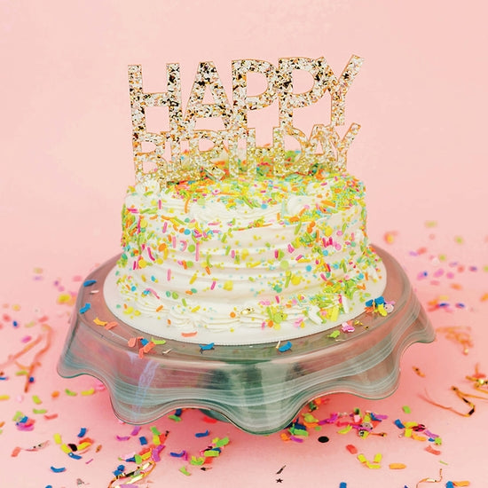 Adorno para tarta de perlas de feliz cumpleaños