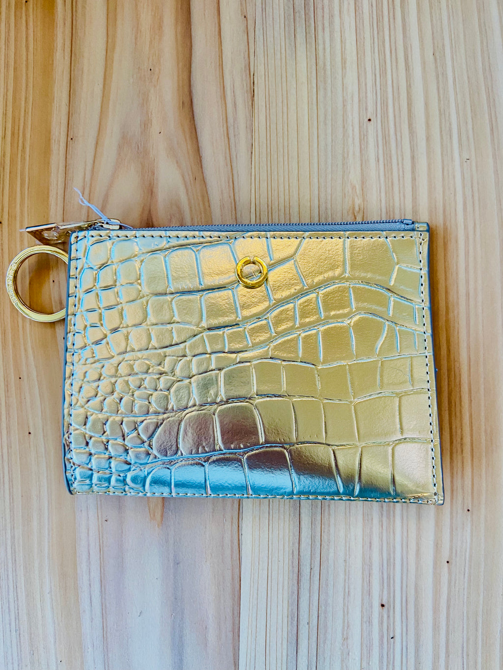 Leather Big O® Key Ring - Solid Gold Rush Croc-Embossed