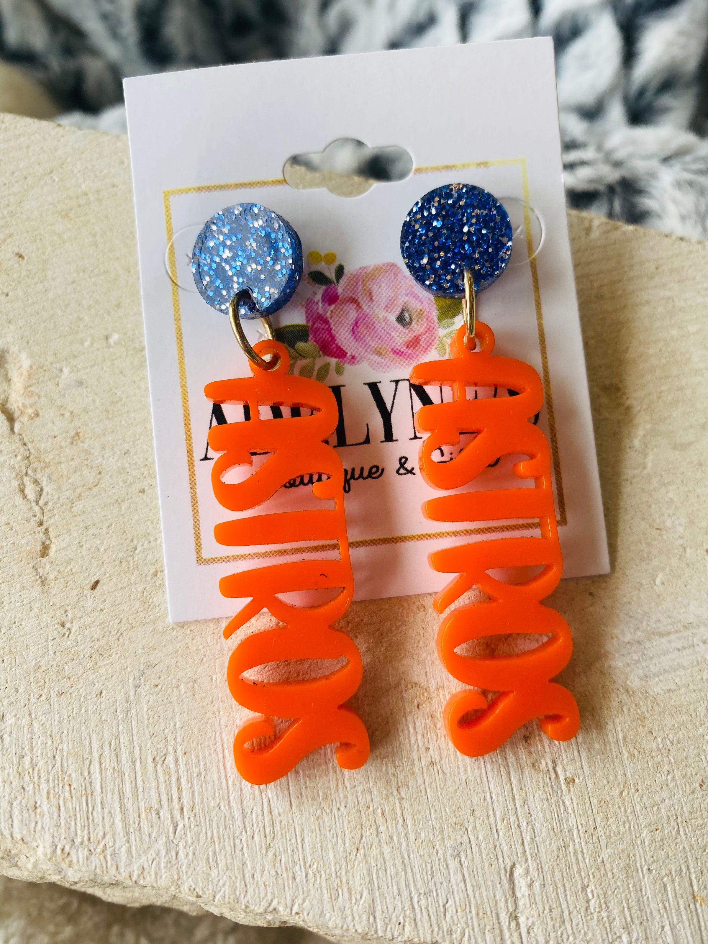Orange Sparkle Druzy Earrings