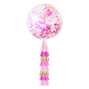 Jumbo Confetti Balloon & Tassel Tail - PINK