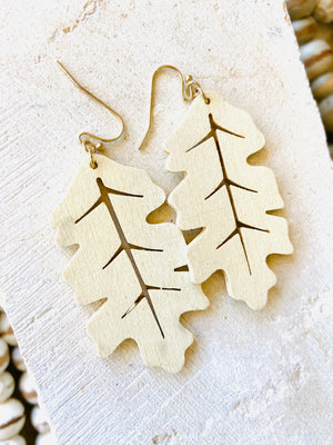 Laser Cut Leaf Earrings IVORY