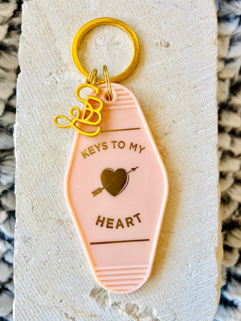 Keys To My Heart Motel Keychain/PEACH