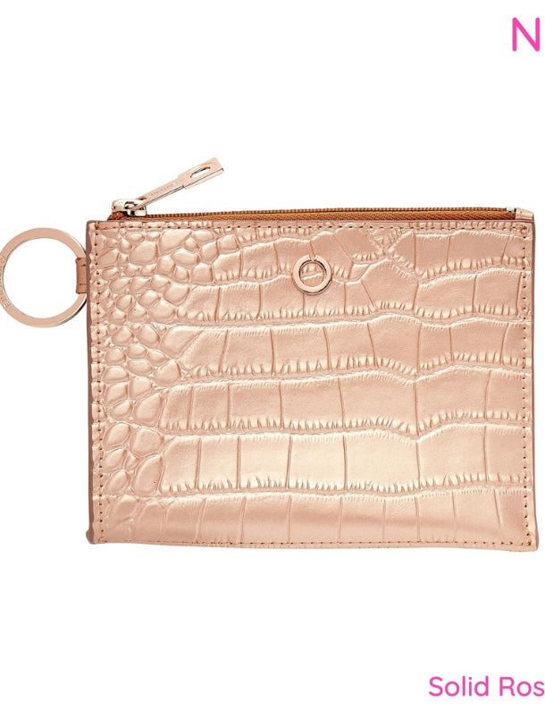 Leather Big O® Key Ring - Solid Rose Gold Croc-Embossed