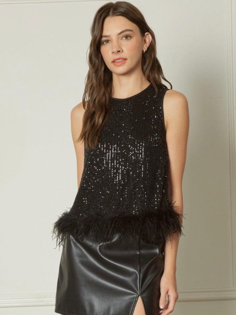 Black Take A Shine Sparkle Top