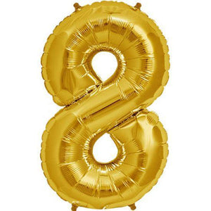 34" Number 8 Gold  Foil Balloon
