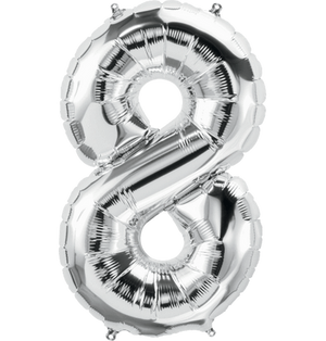 34" Number 8 Silver Foil Balloon