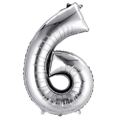 34" Jumbo Number 6 Silver Foil Balloon