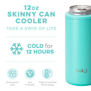 Swig Skinny Can Cooler MATTE AQUA